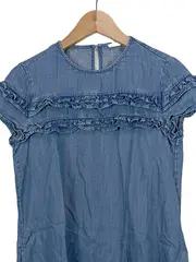 Vorschaubild 2 von EDC Damen Jeanskleid Gr. 36 Blau Casual Lyocell Rüschen Sommerkleid