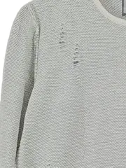 Vorschaubild 2 von Herren Pullover Grau L Strukturmuster Destroyed Casual Langarm
