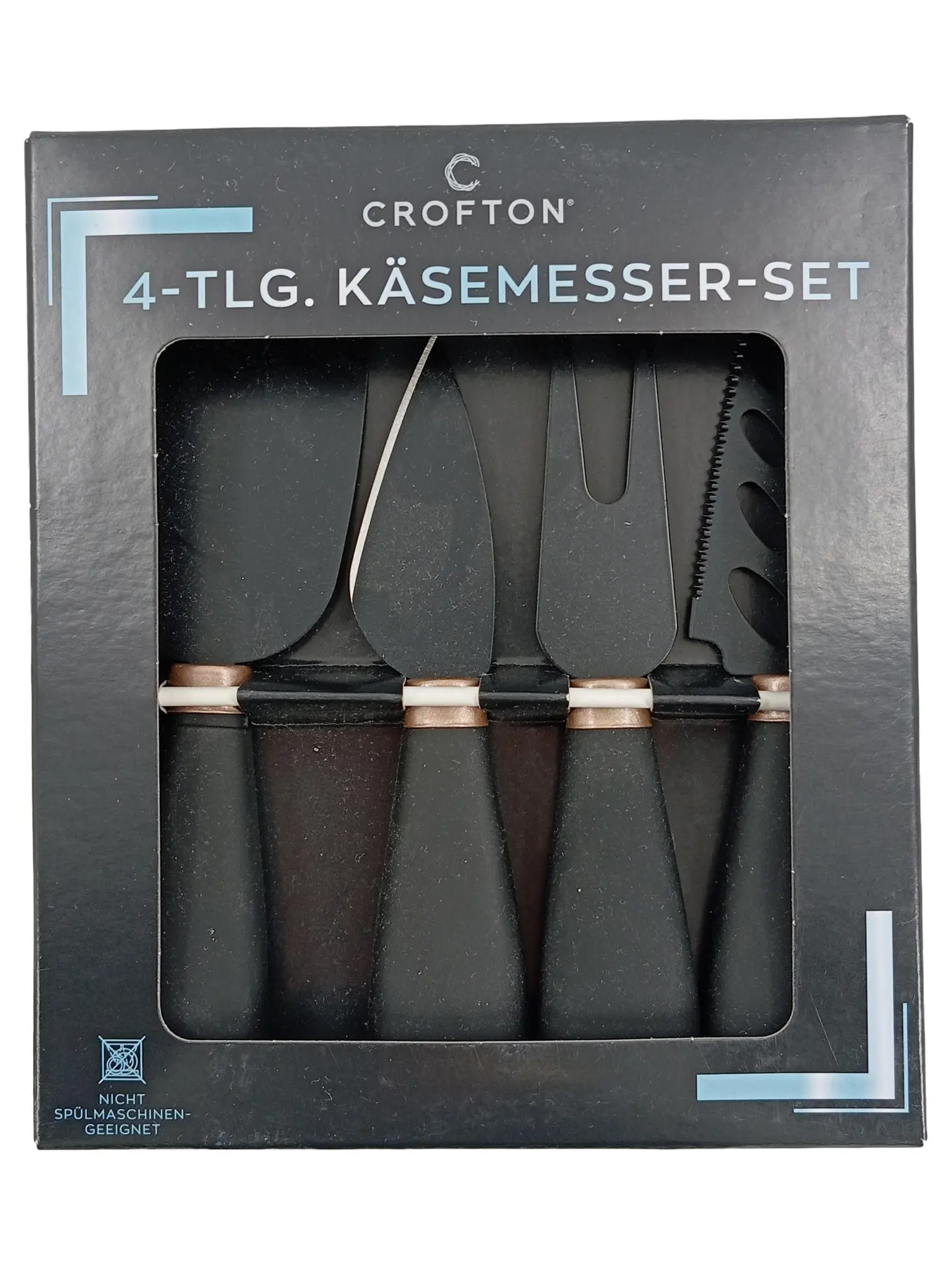 CROFTON Käsemesser Set 4-teilig Schwarz Modern Besteck Set