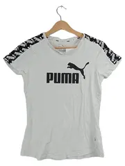 Vorschaubild 1 von Damen T-Shirt Logo Print Banddetail Ärmel Weiß Gr. S Sportlich