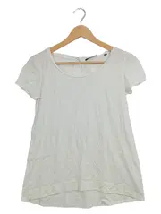 Vorschaubild 1 von Damen T-Shirt Gr. 34/XS Weiß Baumwolle Kurzarm Casual