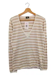 Vorschaubild 1 von Damen Pullover Gestreift Mehrfarbig Gr. 38 M V-Ausschnitt Casual