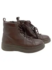 Vorschaubild 1 von Damen Stiefelette Leder Braun Gr. 43 Schnürstiefel Casual