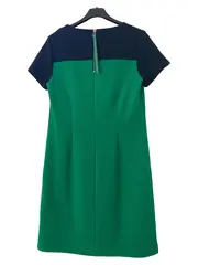 Vorschaubild 2 von Damen Freizeitkleid Gr. 34/XS Kurzarm Blau Grün Retro