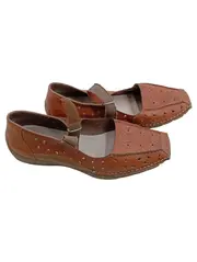 Vorschaubild 1 von Damen Sandalen Braun Gr. 41 Leder Klettverschluss Lochmuster