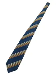 Vorschaubild 2 von Krawatte Herren Seide Blau Gold Gestreift Klassisch Business