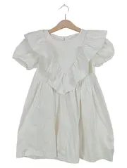 Vorschaubild 1 von Mädchen Freizeitkleid Gr. 134 Weiß Rüschen Baumwolle Sommer