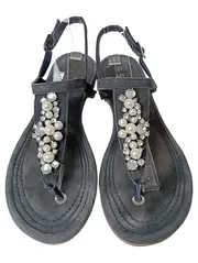 Vorschaubild 2 von Damen Sandalen Gr. 37 Blau Casual Feminin mit Perlen Strass