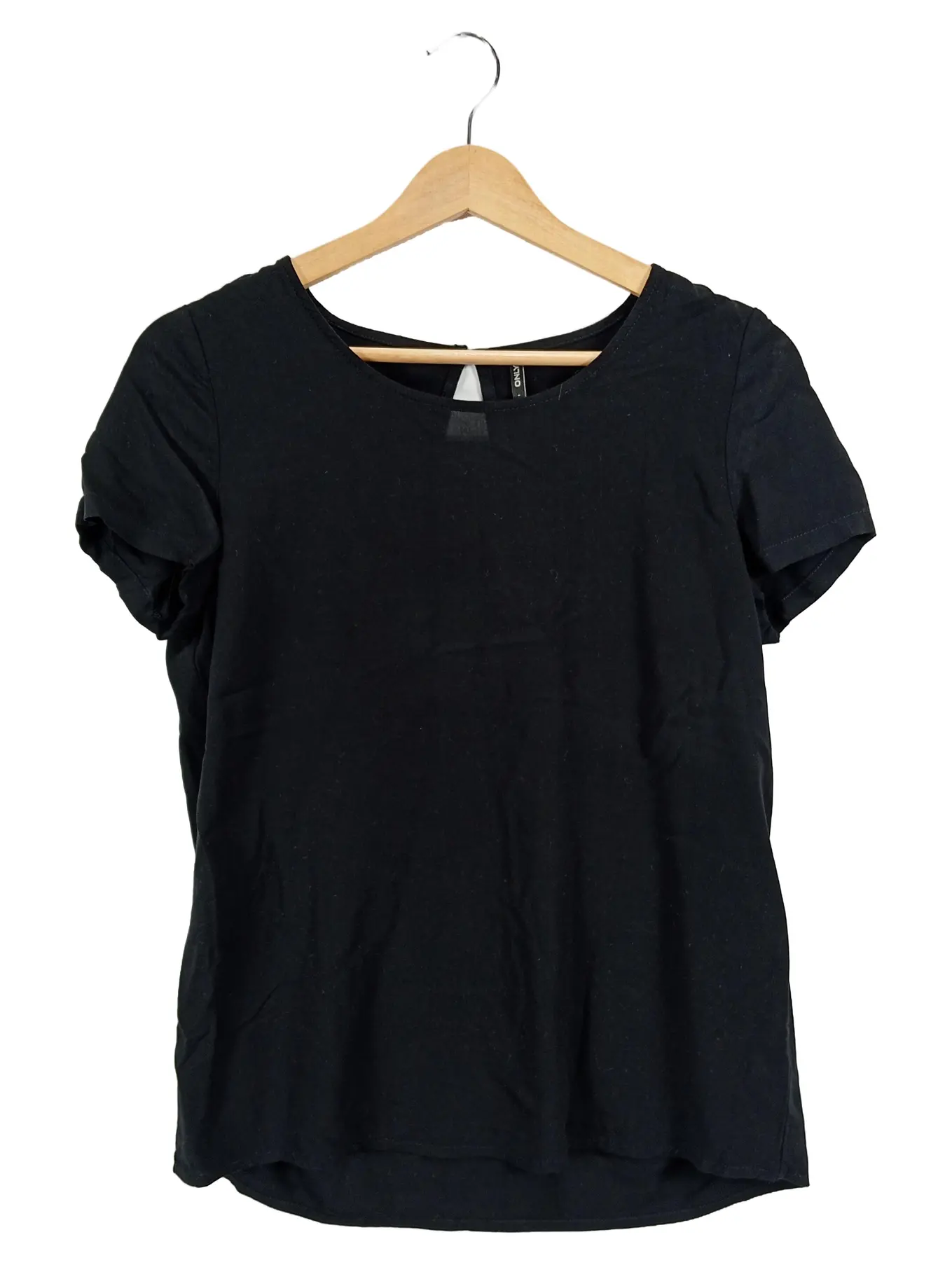 ONLY Damen Basic T-Shirt Schwarz Gr. 34/XS Baumwolle Kurzarm