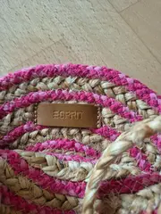Vorschaubild 2 von Runde Umhängetasche Jute Stroh Boho Pink Beige Damen Crossbody
