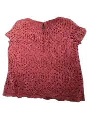 Vorschaubild 3 von Damen Top Gr. 34/XS Rosa Lochmuster Spitze Kurzarm Feminin