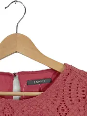 Vorschaubild 5 von Damen Top Gr. 34/XS Rosa Lochmuster Spitze Kurzarm Feminin