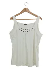 Vorschaubild 1 von Damen Top Gr. 44 Weiß Nieten Viskose Elegant