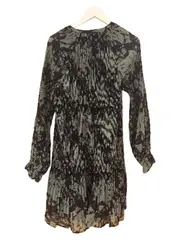 Vorschaubild 2 von Damen Kleid Gr. 40 Grün Blumenmuster Plissee Langarm Freizeitkleid