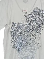 Vorschaubild 2 von Damen T-Shirt Modern Gr. 38/M Weiß mit königlichem Muster