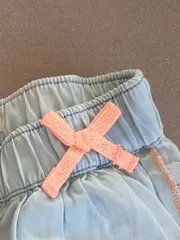Vorschaubild 3 von Baby Shorts Gr. 68 Blau Baumwolle Rüsche Schleife Sommer Hose