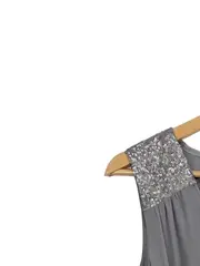 Vorschaubild 3 von Damen Abendkleid Wickelkleid Pailletten Grau Gr. 38 Elegant