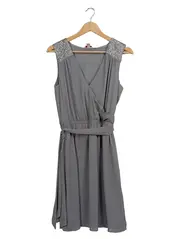 Vorschaubild 1 von Damen Abendkleid Wickelkleid Pailletten Grau Gr. 38 Elegant