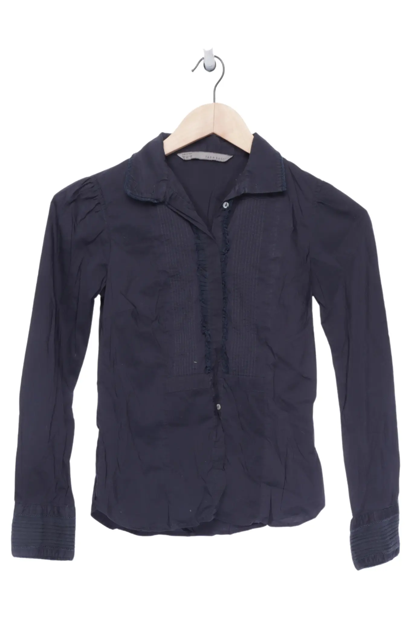 ZARA Damen Hemdbluse Gr. 34/XS Blau Business Baumwolle Langarm