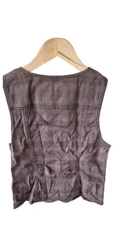 Vorschaubild 2 von Damen Anzugweste Gr. 38 M Braun Kariert Casual Baumwolle