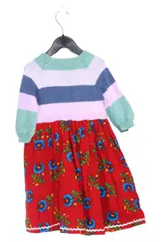 Vorschaubild 2 von Selbsgemacht Kinder Freizeitkleid Gr. 98 Mehrfarbig Blumenmuster Strick