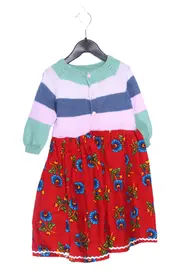 Vorschaubild 1 von Selbsgemacht Kinder Freizeitkleid Gr. 98 Mehrfarbig Blumenmuster Strick