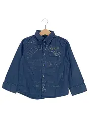 Vorschaubild 1 von Kinder Hemdbluse Gr. 104 Blau Casual Langarm Shirt Schriftzug