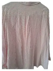 Vorschaubild 2 von Damen Hemdbluse Gr. 46 Weiß Gestreift Langarm Viskose Casual