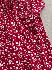 Vorschaubild 4 von Damen Sommerkleid Gr. 38 M Rot Blumenmuster Feminin Freizeit