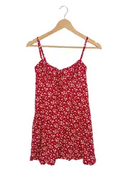 Vorschaubild 1 von Damen Sommerkleid Gr. 38 M Rot Blumenmuster Feminin Freizeit