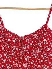 Vorschaubild 3 von Damen Sommerkleid Gr. 38 M Rot Blumenmuster Feminin Freizeit