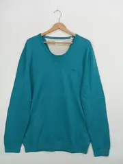 Vorschaubild 1 von Herren Pullover Gr. 52/XL Blau Casual Baumwolle V-Ausschnitt