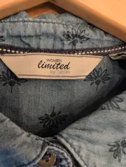 Vorschaubild 5 von Damen Jeanshemd Hemdbluse Gr. 38 Blau Baumwolle mit Muster