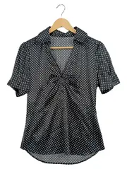 Vorschaubild 1 von Collection Damen Bluse Polka Dots Gr. 36/S Schwarz Kurzarm