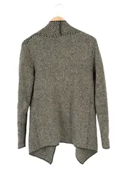 Vorschaubild 2 von Damen Strickjacke Gr. 36/S Grau Fischgrätenmuster Cardigan Casual