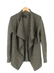 Vorschaubild 1 von Damen Strickjacke Gr. 36/S Grau Fischgrätenmuster Cardigan Casual
