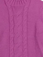 Vorschaubild 4 von Mädchen Pullover Gr. 150/152 Rosa Zopfmuster Streifen