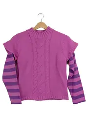 Vorschaubild 1 von Mädchen Pullover Gr. 150/152 Rosa Zopfmuster Streifen