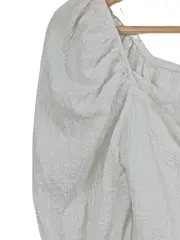 Vorschaubild 3 von Damen Bluse Crop Top Puffärmel Gr. 32 Weiß Strukturmuster