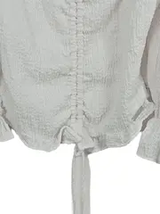 Vorschaubild 2 von Damen Bluse Crop Top Puffärmel Gr. 32 Weiß Strukturmuster