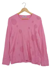 Vorschaubild 1 von Damen Pullover Gr. 38 Pink Lochmuster Casual Langarm