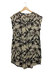 Vorschaubild 1 von Damen Freizeitkleid Blattmuster Beige Gr. 34;XS Baumwolle
