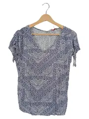 Vorschaubild 1 von Damen Bluse Gr. 34 Blau Gemustert Casual Viskose