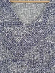 Vorschaubild 2 von Damen Bluse Gr. 34 Blau Gemustert Casual Viskose