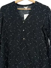 Vorschaubild 2 von Damen Bluse Langarm Schwarz Sterne Gr. 36 Viskose Casual