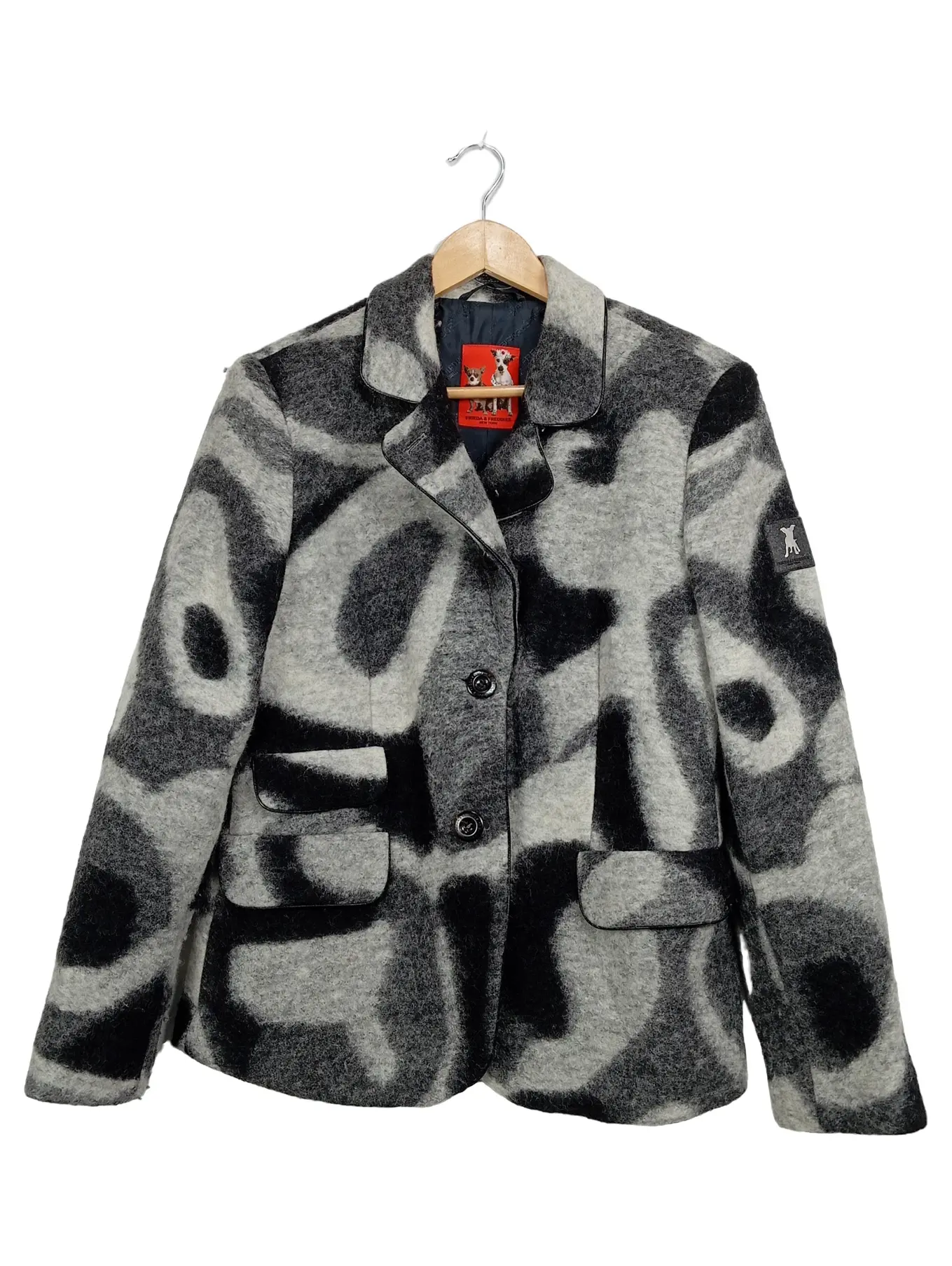 FRIEDA & FREDDIES Damen Blazer Gr. 42 Grau Abstrakt Modern