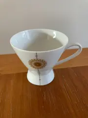 Vorschaubild 2 von Porzellan Tasse Weiß Retro Golddekor Sonnenblume Germany