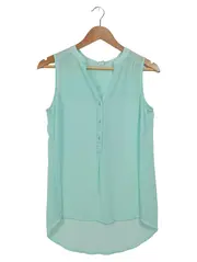 Vorschaubild 1 von Damen Bluse Gr. 36/S Türkis Feminin Ärmellos