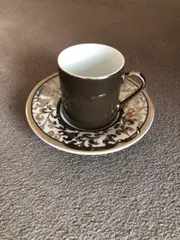 Vorschaubild 3 von Espressotasse Untertasse Porzellan Braun Florales Muster 7cm