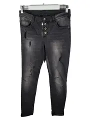 Vorschaubild 1 von Hand Work Denim Destroyed Jeans Damen Grau Skinny Stretch W28/36 Baumwolle Mix